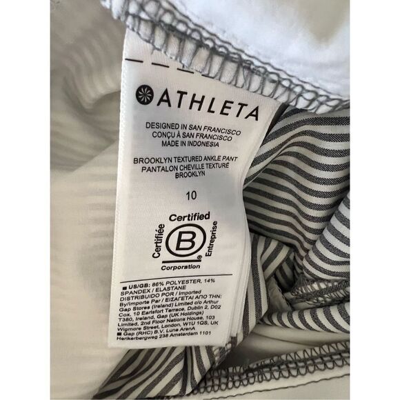 Athleta Women's Brooklyn Textured Pull On Striped Ankle Pants Size 10 NWT - Picture 6 of 8